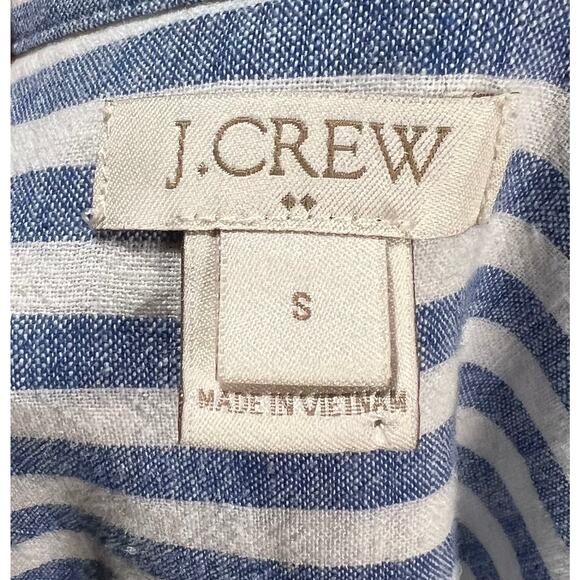 J. Crew Factory Blue & White Striped Linen/Cotton‎ Blend Button Down Shirt sz SM - Picture 3 of 4